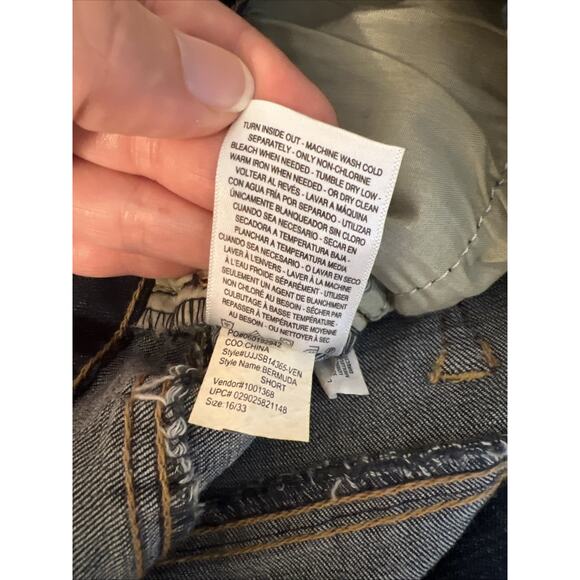 Jessica Simpson Womens Denim Bermuda Short Size 16 Blue Dark Wash Frayed Stretch - Picture 8 of 12